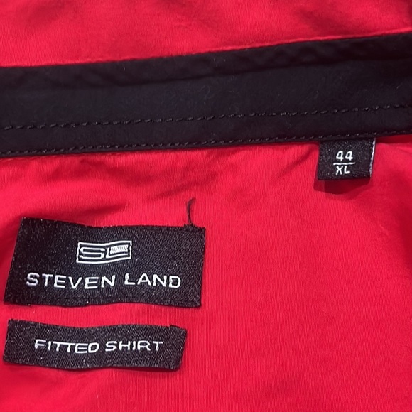STEVEN LAND FITTED COTTON RED SHIRT MENS BOLD, STATEMENT, CASUAL WEAR SIZE XL. - Picture 3 of 10